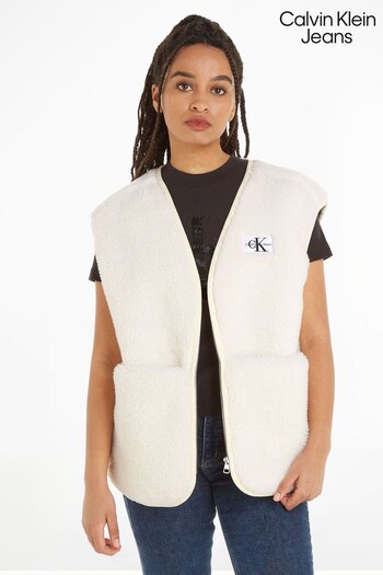 Calvin Klein Jeans Cream Sherpa Vest (882854) | £180