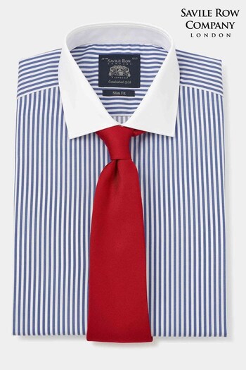 Savile Row Company Blue Bengal Stripe Slim Double Cuff Shirt (882974) | £55