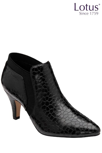 Lotus Black Stiletto Heel Shoe Microspec Boots (883040) | £65