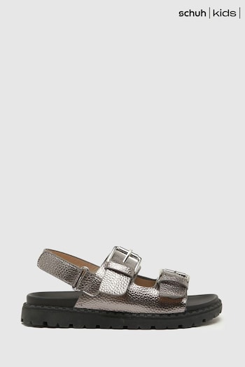 Schuh Junior Silver Tyra Chunky Footbed Sandals (883067) | £35