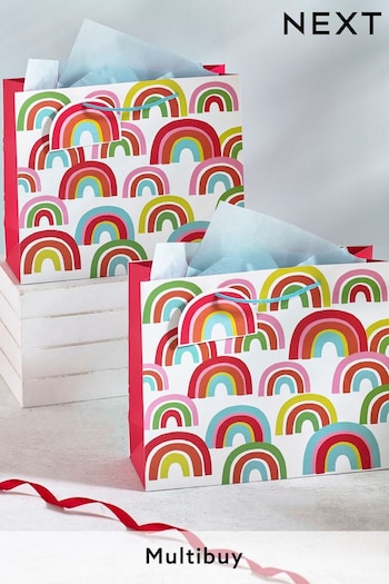 Set of 2 Multi Rainbow Medium Gift Bags (883216) | £5