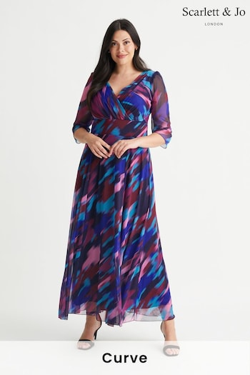 Scarlett & Jo Pink Verity Ikat Print Maxi Gown (883308) | £95