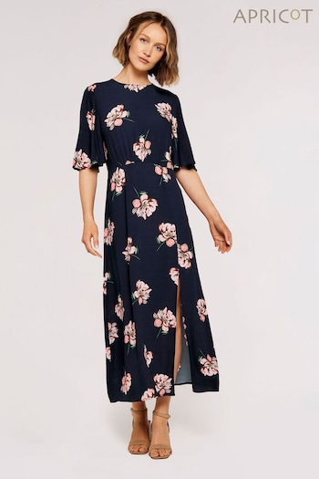 Apricot Blue Floral Angel Sleeve Midi Dress (883377) | £36