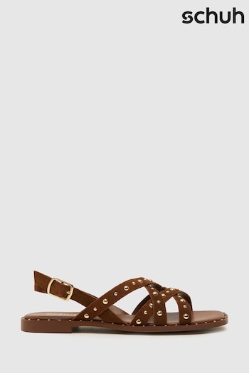 Schuh Thelma Studded Suede Brown Sandals (883719) | £42