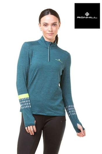 Ronhill Womens Green Tech Reflective Afterhours 1/2 Zip Running T-Shirt (883758) | £65