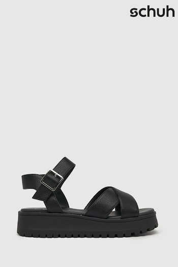 Schuh EC WF Tera Cross-Strap Black Super Sandals (883866) | £40