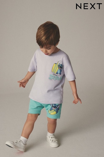 Lilac Purple/Green Lilo & Stitch Short Sleeve T-Shirt and Shorts Set (3mths-8yrs) (883968) | £15 - £19
