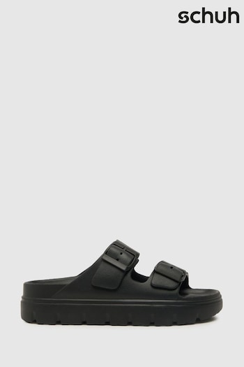 Schuh Tilda Double Strap Footbed Black Sandals (884098) | £26