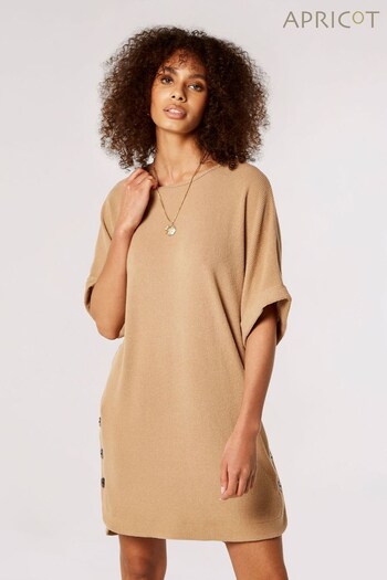 Apricot Natural Soft Touch Rib Batwing Button Dress (884106) | £30