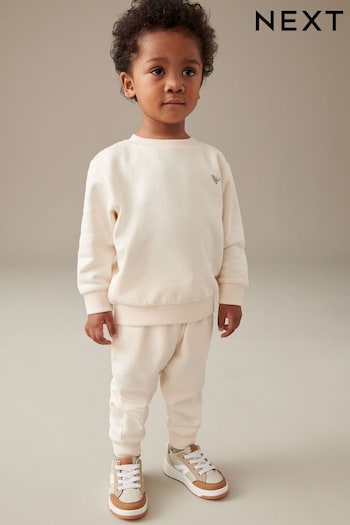 White Ecru Jersey Sweatshirt And Joggers Set (3mths-7yrs) (884134) | £10 - £14