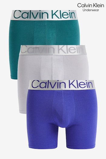 Calvin Klein Grey Steel Cotton Boxer Briefs 3 Pack (884153) | £46