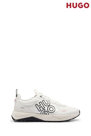 HUGO Stacked-Logo White Trainers In Mixed Materials (884158) | £189
