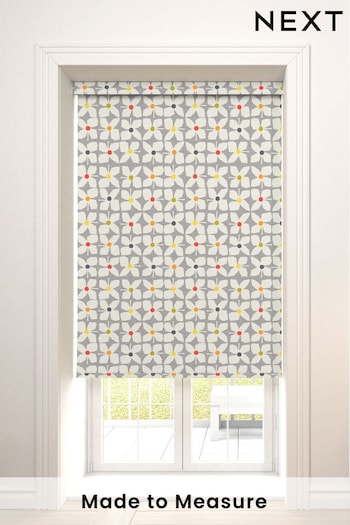 Grey Floral Retro Geo Made To Measure Roller Blind (884373) | £57