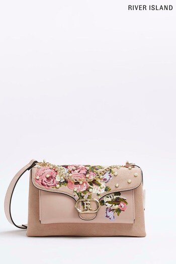River Island Pink Embroidery Pearl Shoulder Bag (884627) | £40