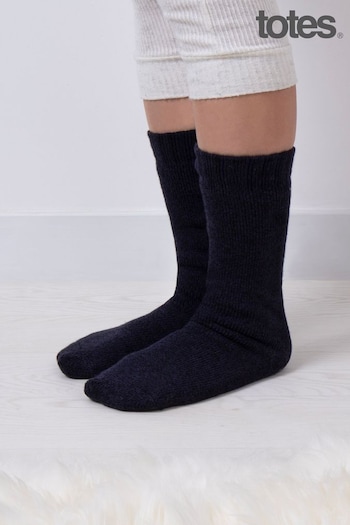 Totes Blue Ladies Premium Thermal Wool Blend Slipper Socks (884863) | £12