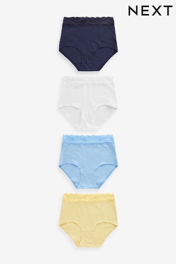 Blue/Yellow Full Brief Cotton and Lace Knickers 4 Pack (884870) | £18
