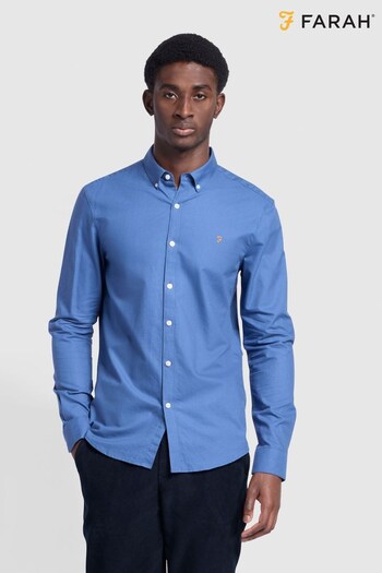 Farah Navy Blue Brewer Long Sleeve Shirt (884886) | £70