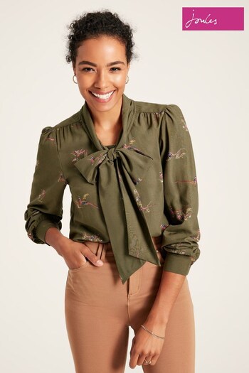 Joules Everly Green Tie Neck Blouse (884960) | £59.95