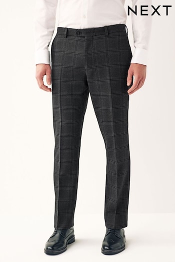 Charcoal Grey Regular Fit Check Suit Trousers (885076) | £45