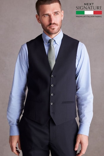 Navy Slim Fit Signature Tollegno Suit: Waistcoat (885564) | £85