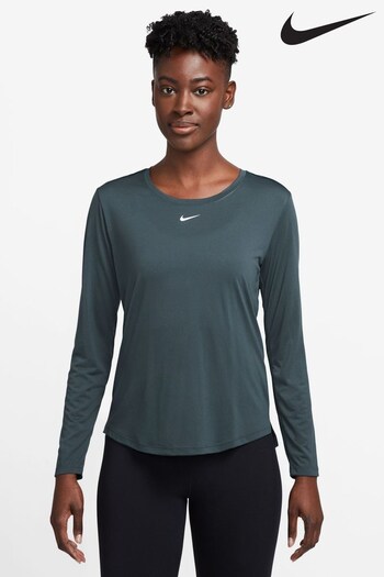 Nike Green Dri-FIT One Long-Sleeve Standard Fit Top (885579) | £38