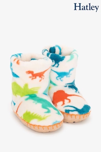 Hatley Cream Real Dinos Fleece Slippers (885890) | £17