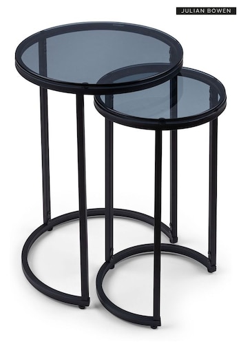 Julian Bowen Black Smoked Glass Chicago Round Nesting Side Table (886265) | £120