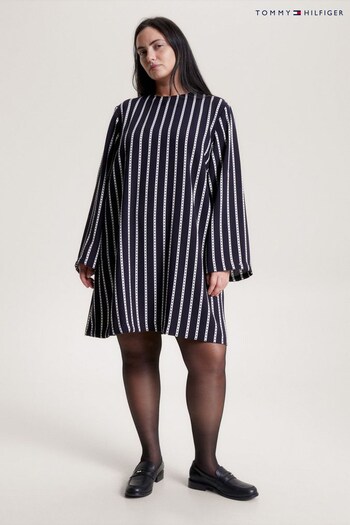 Tommy Hilfiger Blue Curve Argyle Stripe Shift Dress (886366) | £180