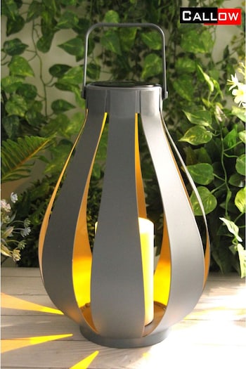 Callow Silver Garden Solar Pear Shaped Lantern with LED Candle (886740) | £45