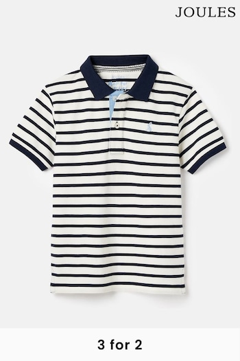 Joules Filbert Navy Blue Striped Pique Cotton Polo Jackets Shirt (886786) | £16.95 - £18.95