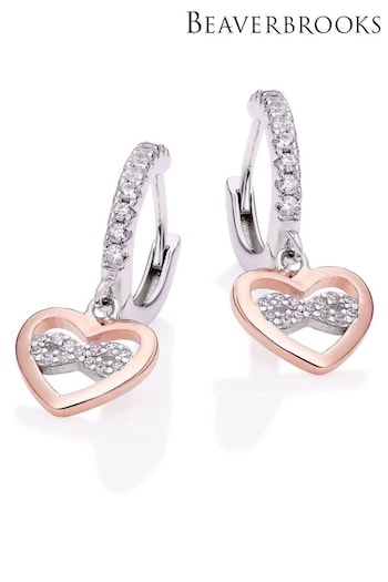 Beaverbrooks Plated Cubic Zirconia Heart Infinity Drop Hoop Earrings (887082) | £65