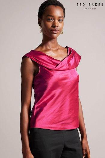 Ted Baker Deanaah Pink Draped Neck Straight Top (887441) | £75