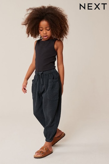 Charcoal Grey Textured Pull-On Hem Trousers (3-16yrs) (887634) | £14 - £19