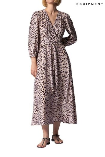 Equipment Sadie Animal Print Silk Blend Midi Dress (888025) | £430