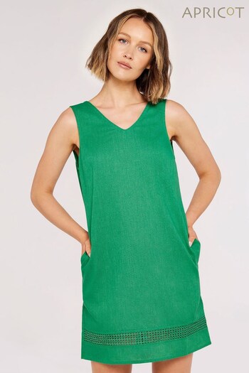 Apricot Green Double V-Neck Lace Insert Dress (888058) | £30