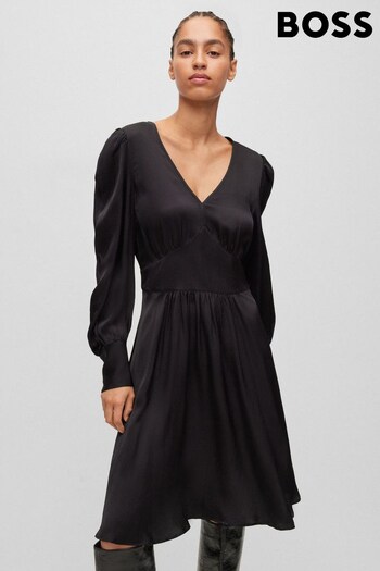BOSS Black V-Neck Long Sleeve Knee Length Dress (888392) | £199