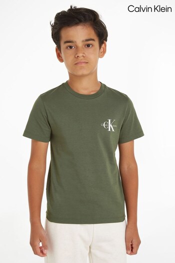 Calvin nero Klein Kids Green Monogram T-Shirt (888427) | £28