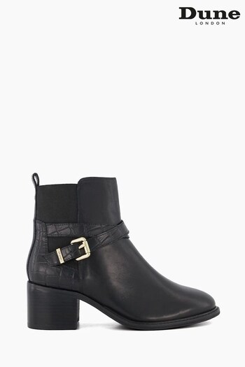 Dune London Pout Buckle Detail Heeled Black Boots (888450) | £120