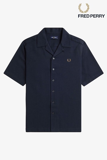 Fred Perry Textured Revere Collar Resort Short Sleeve Shirt (888524) | £95