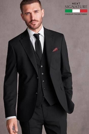 Black Slim Fit Signature Tollegno Suit: Jacket (888606) | £149