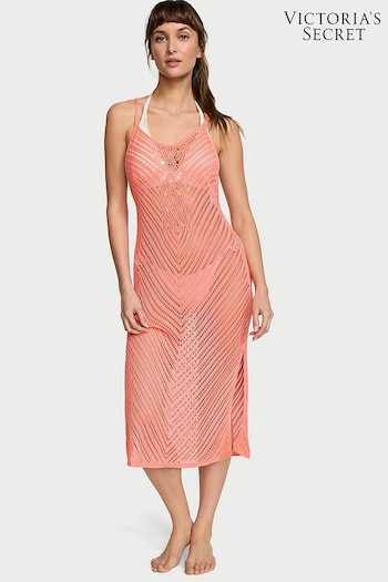 Victoria's Secret Punchy Peach Orange Crochet Dress Coverup (888650) | £75