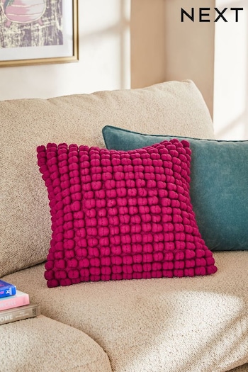 Fuchsia Pink 43 x 43cm Global Bobble Cushion (888688) | £20