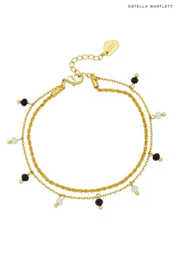 Estella Bartlett Gold Black and White Crystal Double Chain Bracelet (888725) | £25