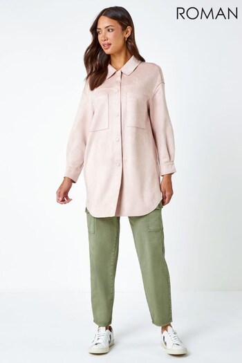 Roman Pink Oversized Pocket Detail Suedette Jacket (888818) | £42