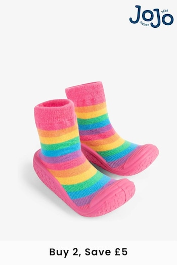 JoJo Maman Bébé Rainbow Girls' Indoor Outdoor Slipper Socks (888930) | £14.50