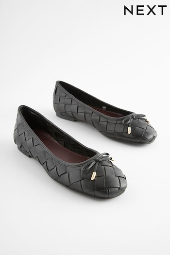 Black Forever Comfort® Leather Weave Ballerinas (888957) | £45