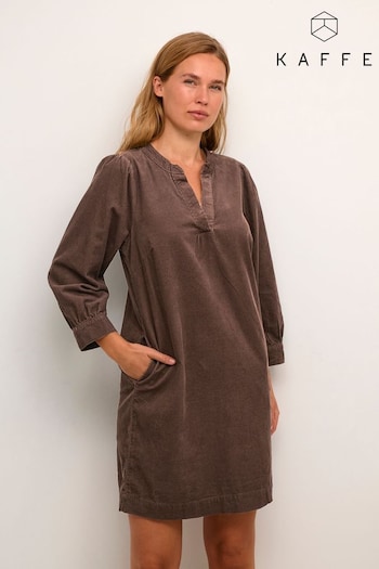 Kaffe Lina Long Sleeve Corduroy Brown Dress (889076) | £75