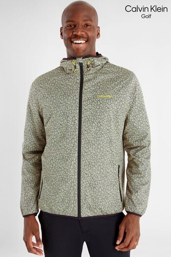 Calvin Klein Golf Green Nantucket Printed Windbreaker Jacket (889218) | £80