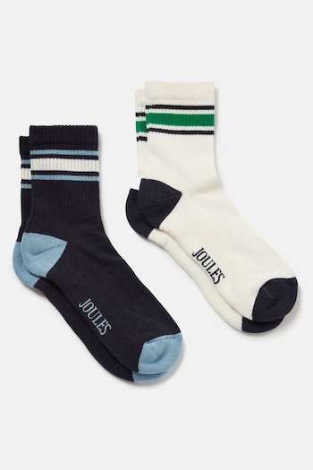 Joules Volley White/Blue Tennis Socks 2PK (889246) | £9.95