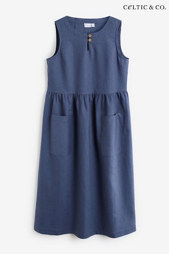 Celtic & Co. Blue Button Detail Midi Dress V-Hals (889457) | £142